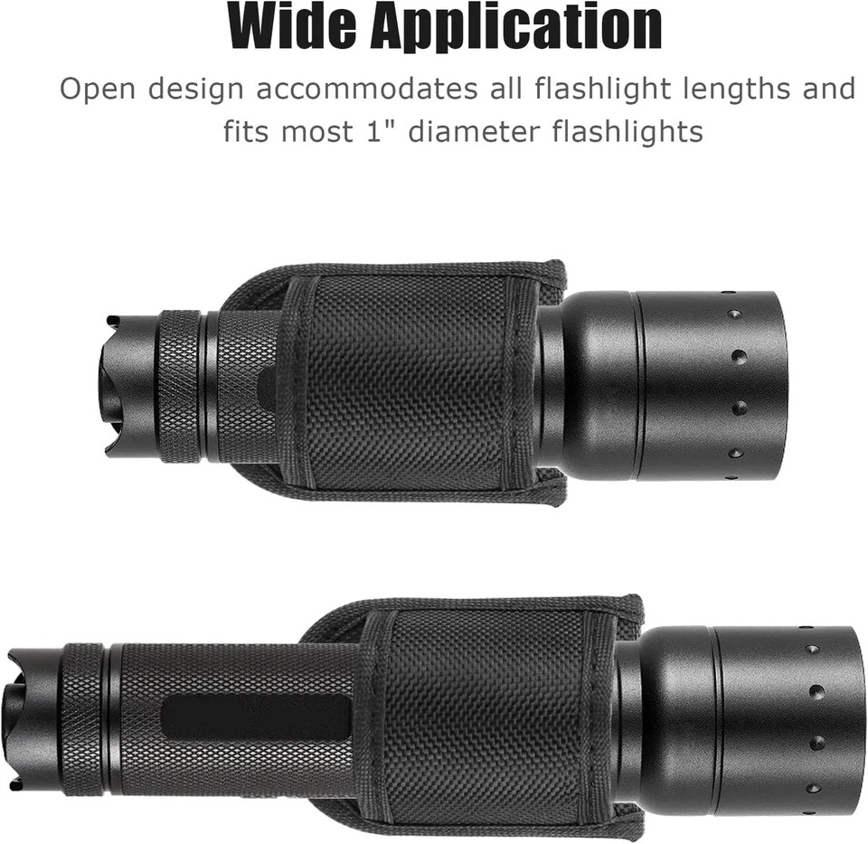 Flashlight Holster for Duty Belt, Open Top D Cell Compact Light Holder Case, Nyl