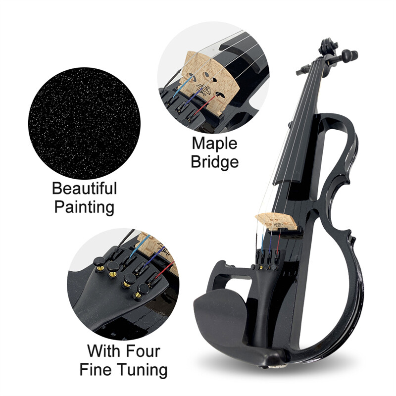 4/4 Full Size Solid Wood Electric Silent Violin - Complete Accessories Kit