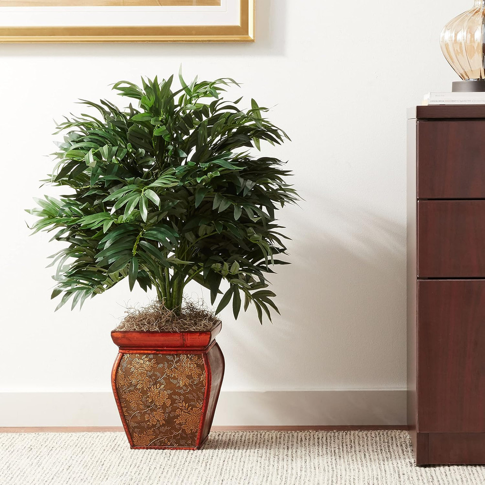 Double Bamboo Palm with Decorative Planter Silk Plant