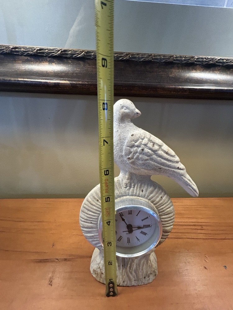 Rustic Cast Iron Bird W/Working Clock 8.25” H