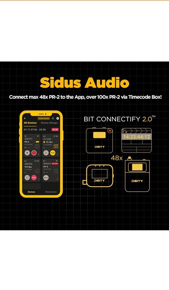 Deity PR-2 Pocket 32-Bit Float Audio Recorder Lavalier Mic Bluetooth Control