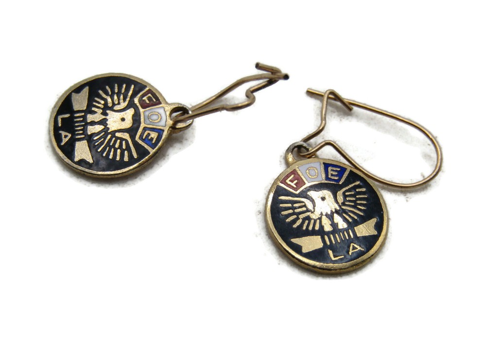 F.O.E. LA Eagle Earring Set Black & Gold Tone