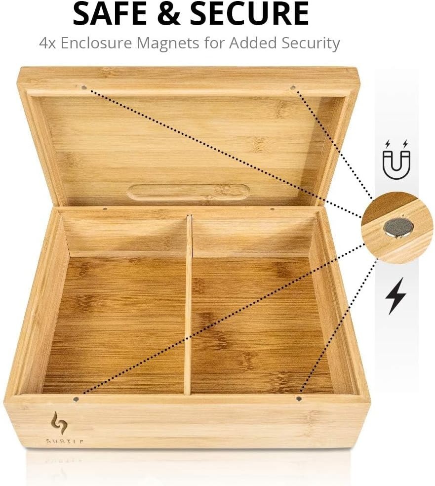 Elegant Large Bamboo Rolling Tray Stash Box | Ample Storage & Organization
