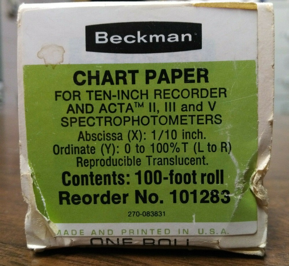 Beckman Chart Paper - For 10" recorder - 101283