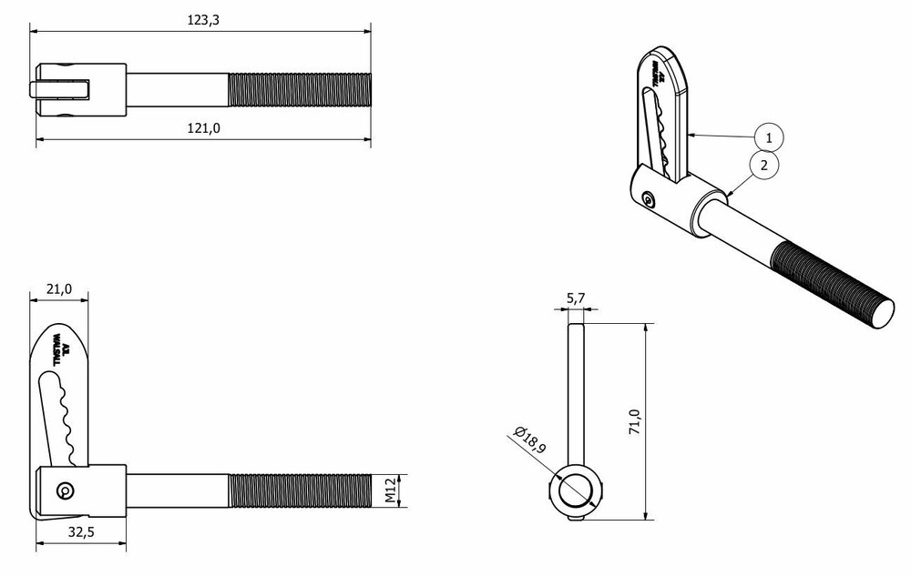 2 PACK M12 Extra Long Antiluce Tailgate Drop Catch Trailer Dropside Latch