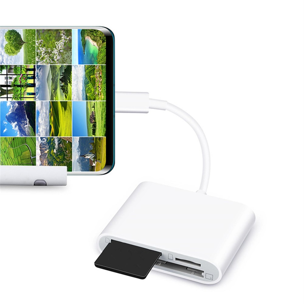 Type-C to CF SD MicroSD Card Reader Adapter Plug Play for Smartphone iPad Mac