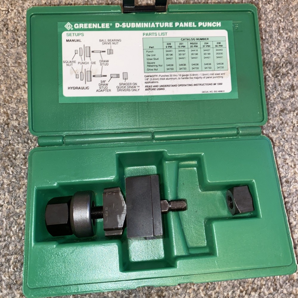 Greenlee 231 15-Pin D-Subminiature Panel Punch 34437