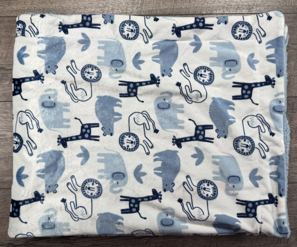 Baby Boy Dreamgro 38"x28" Blue Animal Plush Blanket