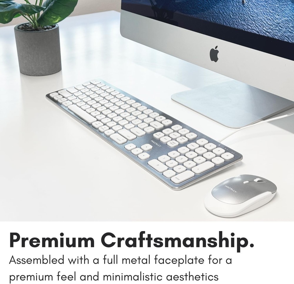 Wired Keyboard for Mac with USB Ports for Mouse - Compatible Apple Keyboard