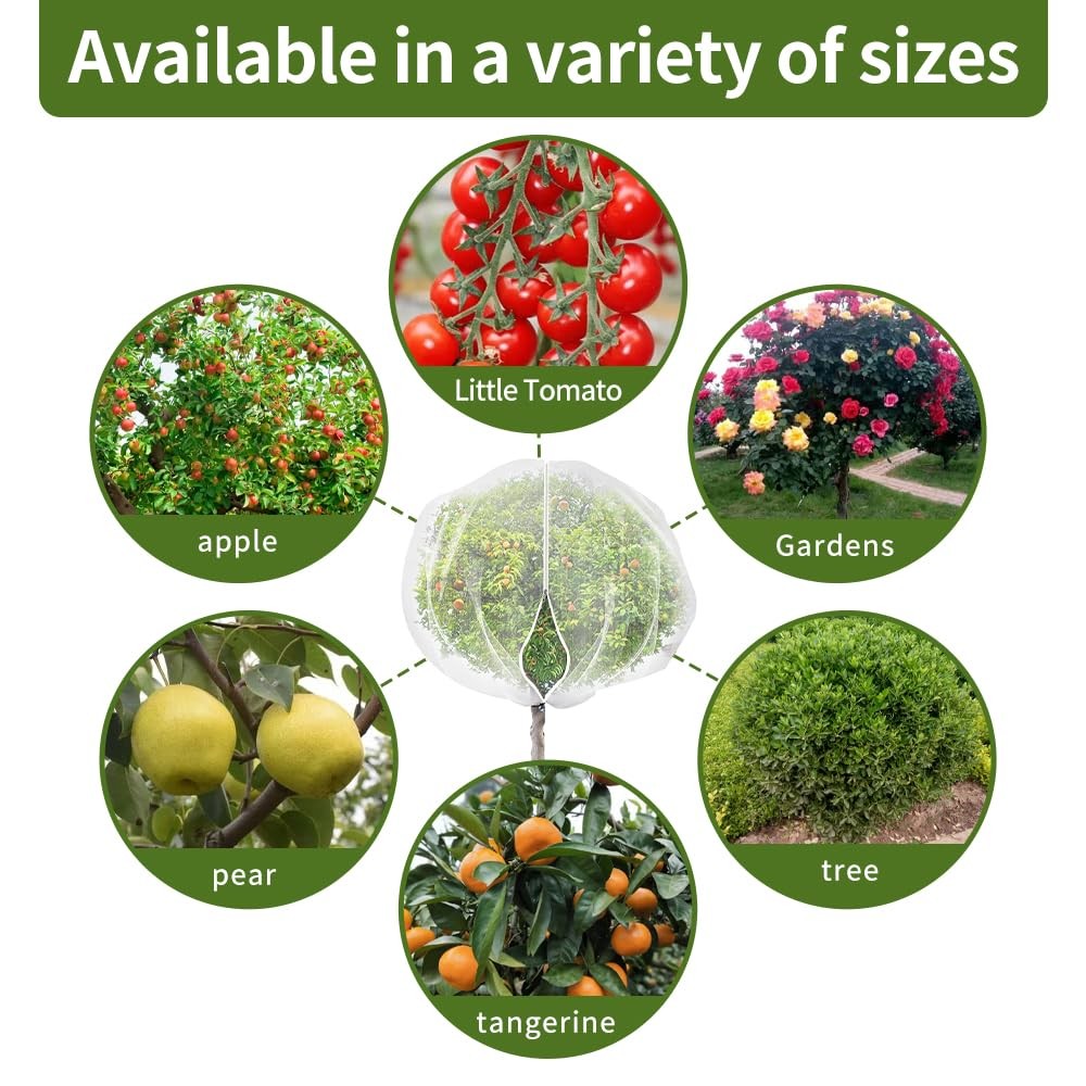 Fruit Tree Netting 1 Pack Extra-Large 15X15ft with Zipper and Drawstring