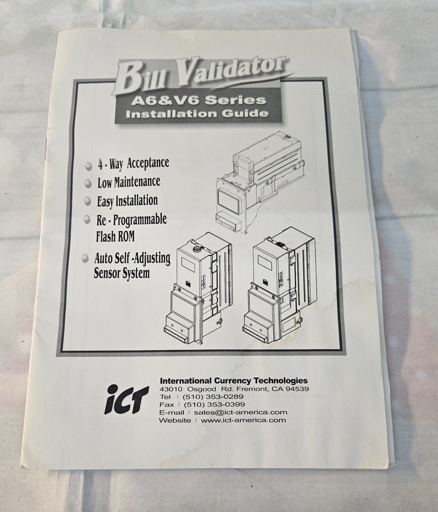 ICT A6 & V6 Bill Validator Installation Guide