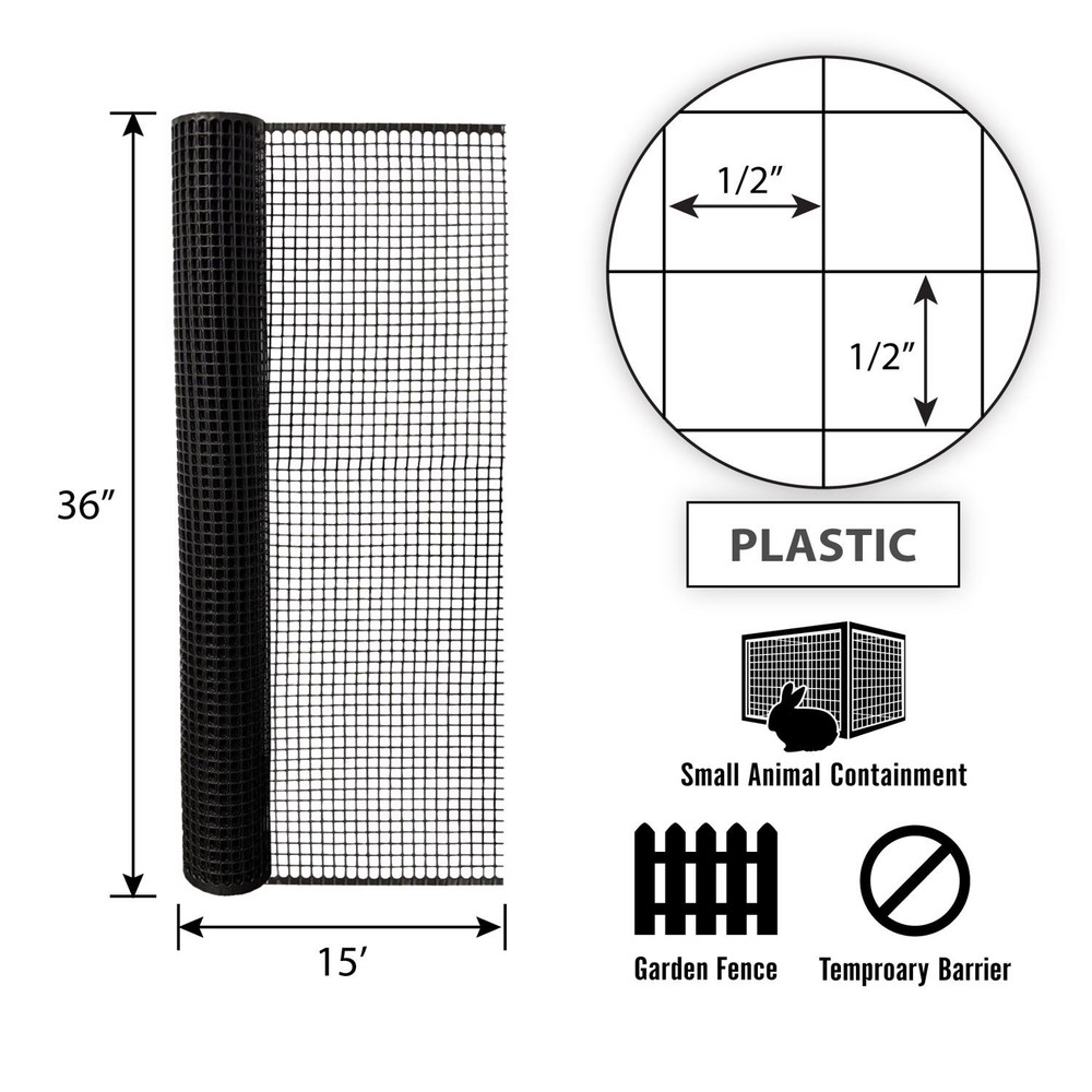 Tenax 62071079 Black Polypropylene Hardware Net 3 x 15 ft. Roll