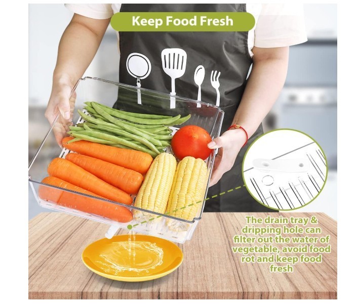 10 Pack Refrigerator Pantry Organizer Bins, Stackable Fridge Organizer Bins