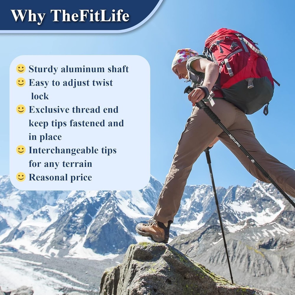 Durable 51.2" Collapsible Trekking Poles with Quick Lock & Anti-Shock System