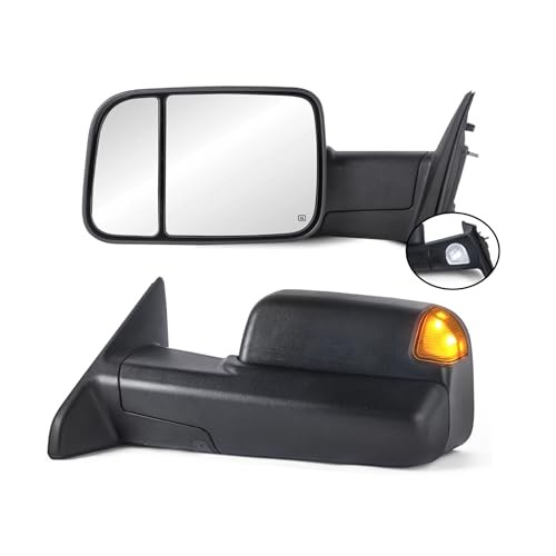 Left and Right Mirrors Compatible with 2009-2018 Black DRL+Temp. Sensor+Puddle