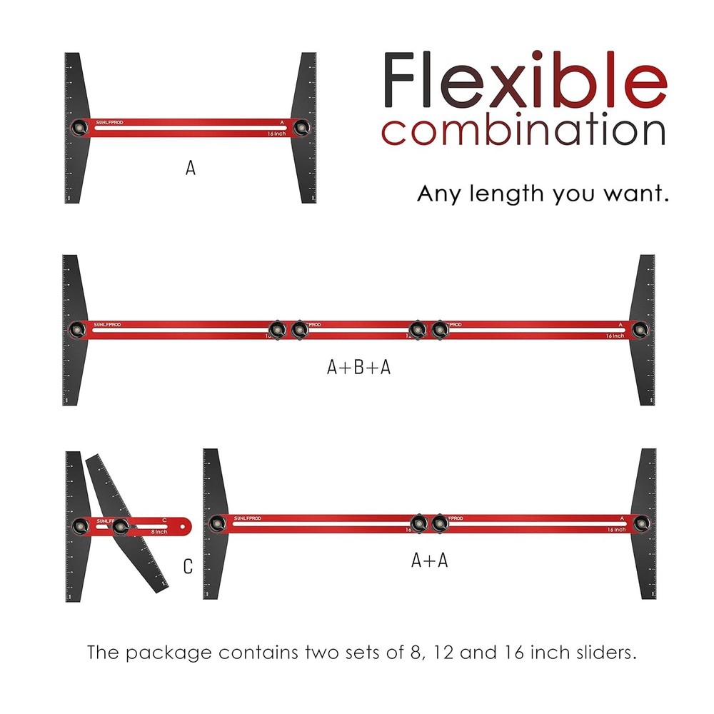 Stair Tread Template Tool with Adjustable Extensions for Accurate Measurements