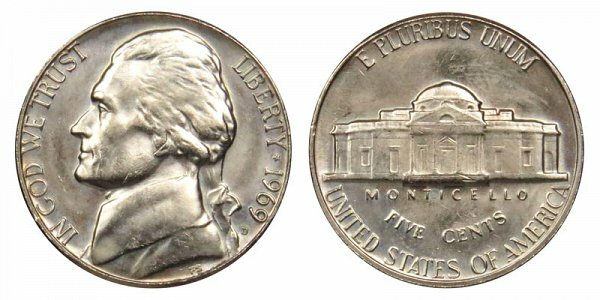 1969 D & S JEFFERSON NICKEL GEM UNCIRCULATED