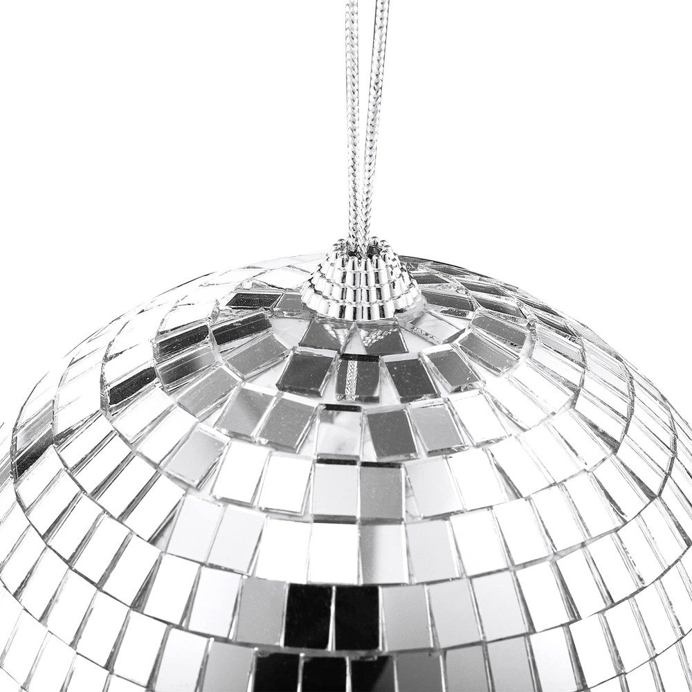 4 Pack Mirror Disco , 6 Inch Cool and Fun Silver Hanging Disco with Attached ...