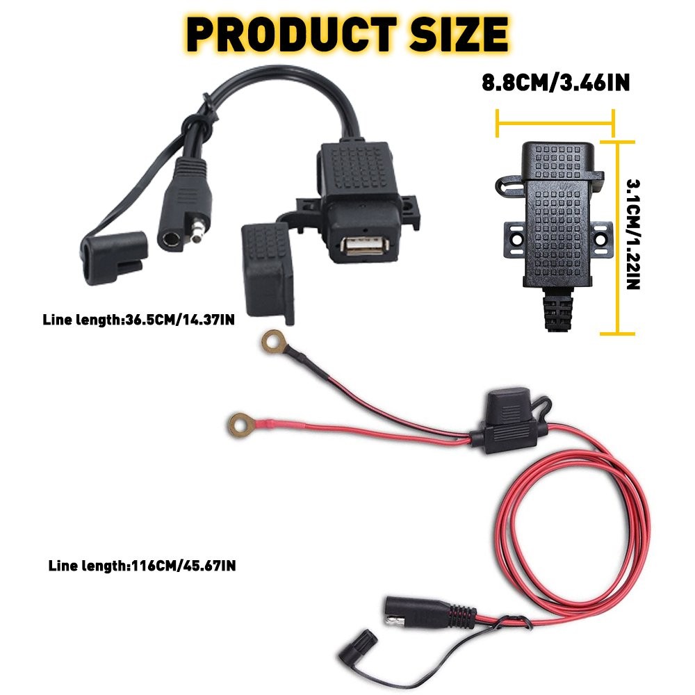 Motorcycle Handlebar Socket DualB Voltmeter Cigarette Lighter 12V 24V AUXITO J