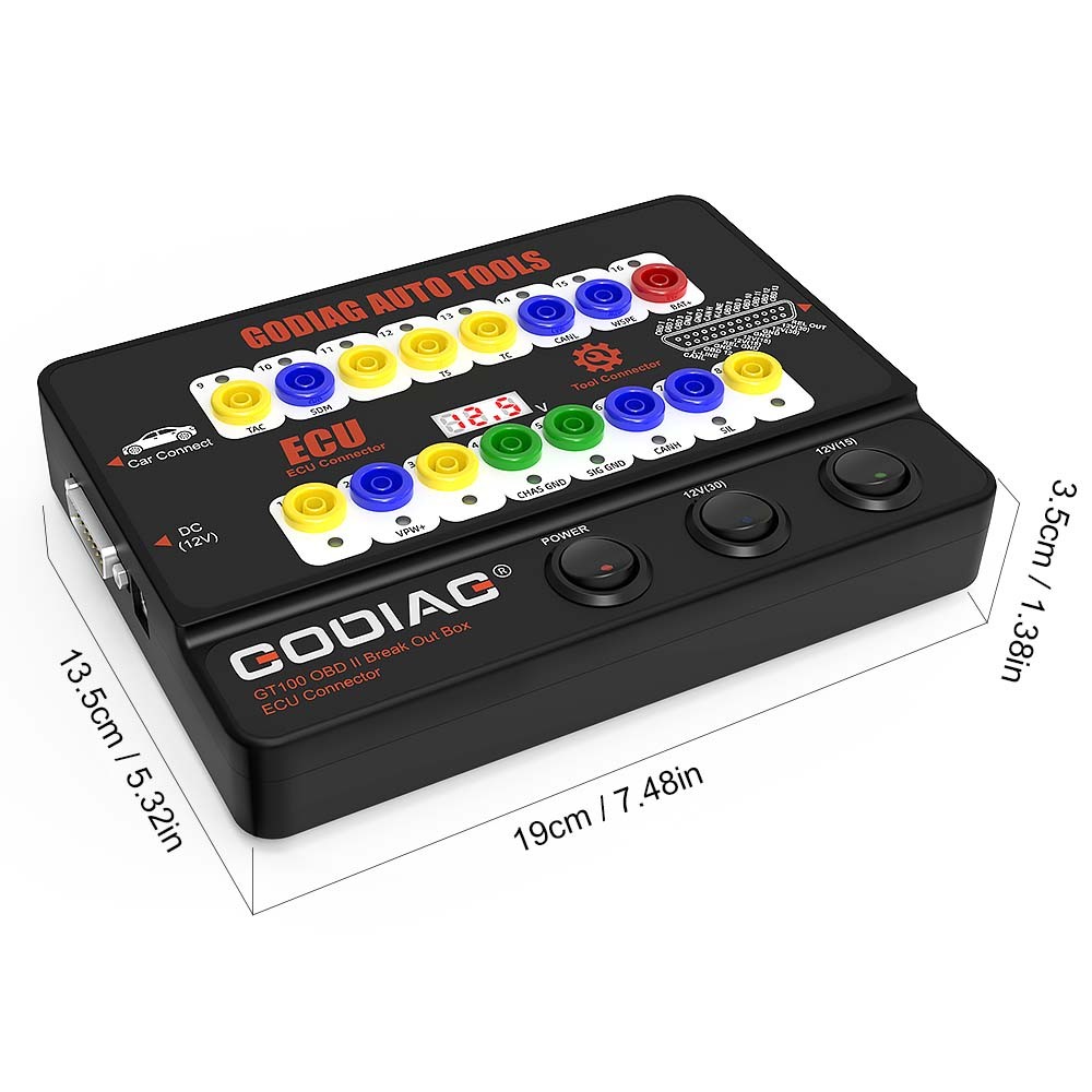 GODIAG GT100 OBDII Protocol Detector OBD2 Breakout Box E/CU Connector