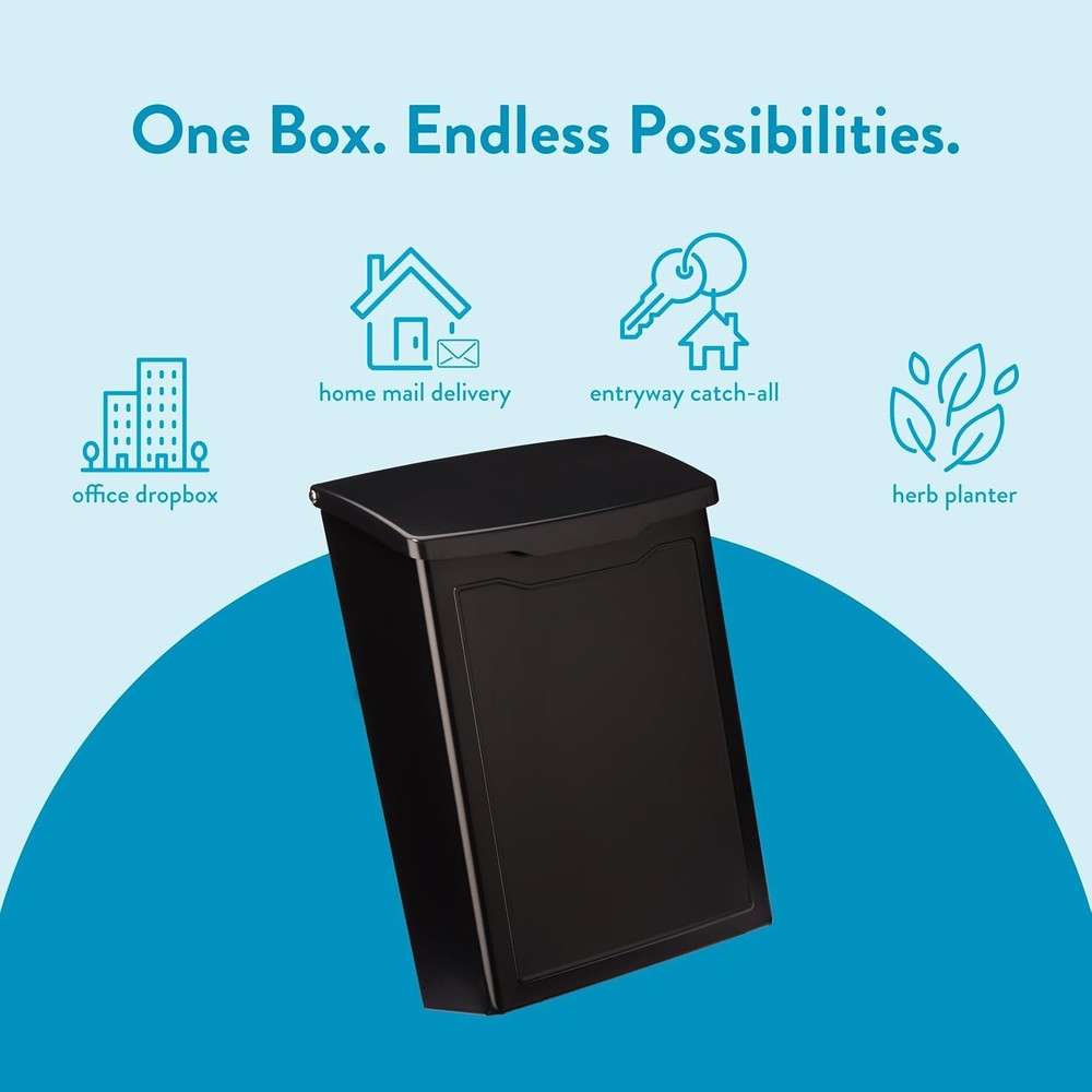 Architectural Mailboxes 2681B Black Marina Wall Mount Mailbox, Small,