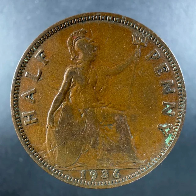 1936 Great Britain Half Penny Strong Details
