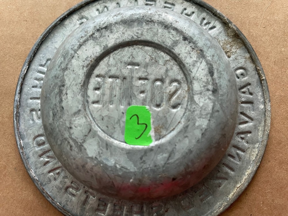Vintage SOFTITE Galvanized Sheets and Strip Ashtray Wheeling #3