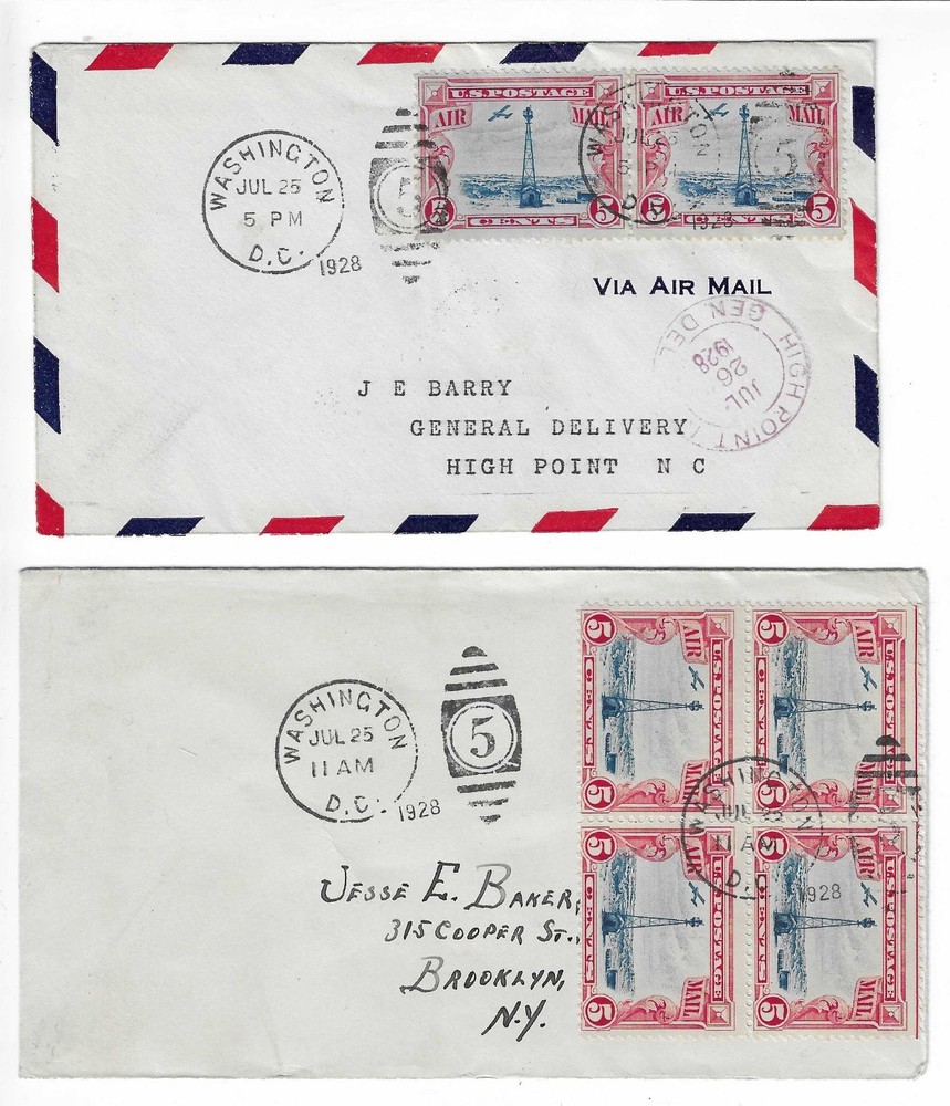 FDC's    # C11 --  1928 Airmail   --   pair and block