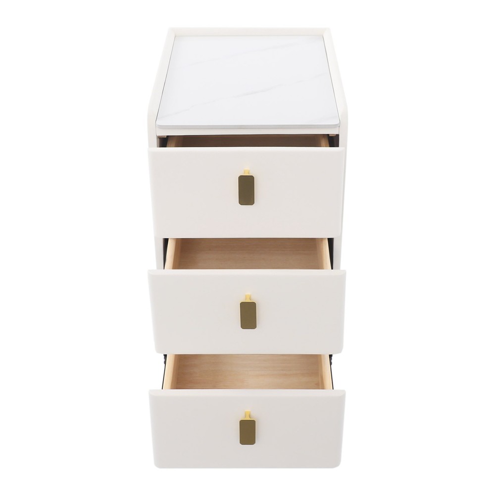 Bedroom Narrow Nightstand with 3 Drawers, Bedside Table, Modern Slim Side Table