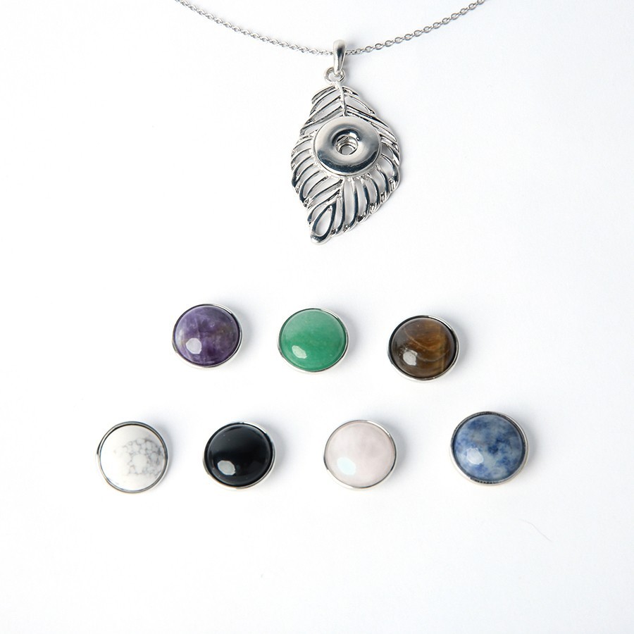 Dream Forest Series. Natural Crystal Gemstone Button Necklace