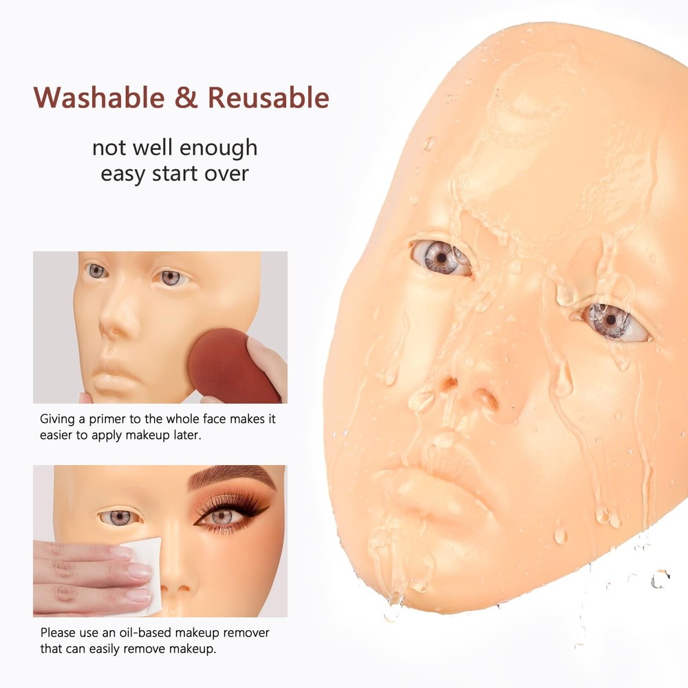 Makeup Practice Face, Makeup Mannequin Face with Makeup Practice Face Board, ...