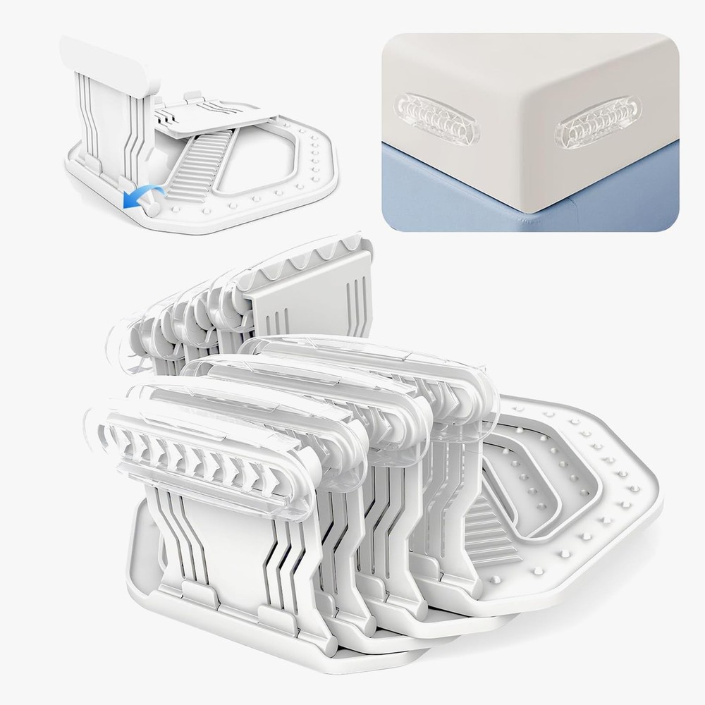 4 Pack Bed Holders for Corners, Upgraded Non-Slip Bed Clips, -Step Installati...