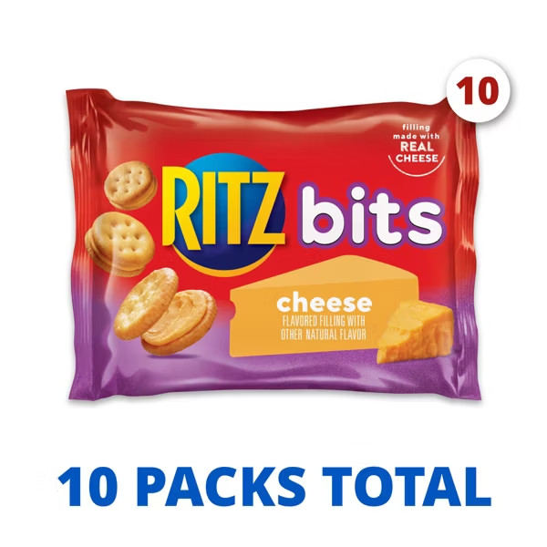 RITZ Bits Cheese Sandwich Crackers Snack Pack Lunch Snacks - 10ct