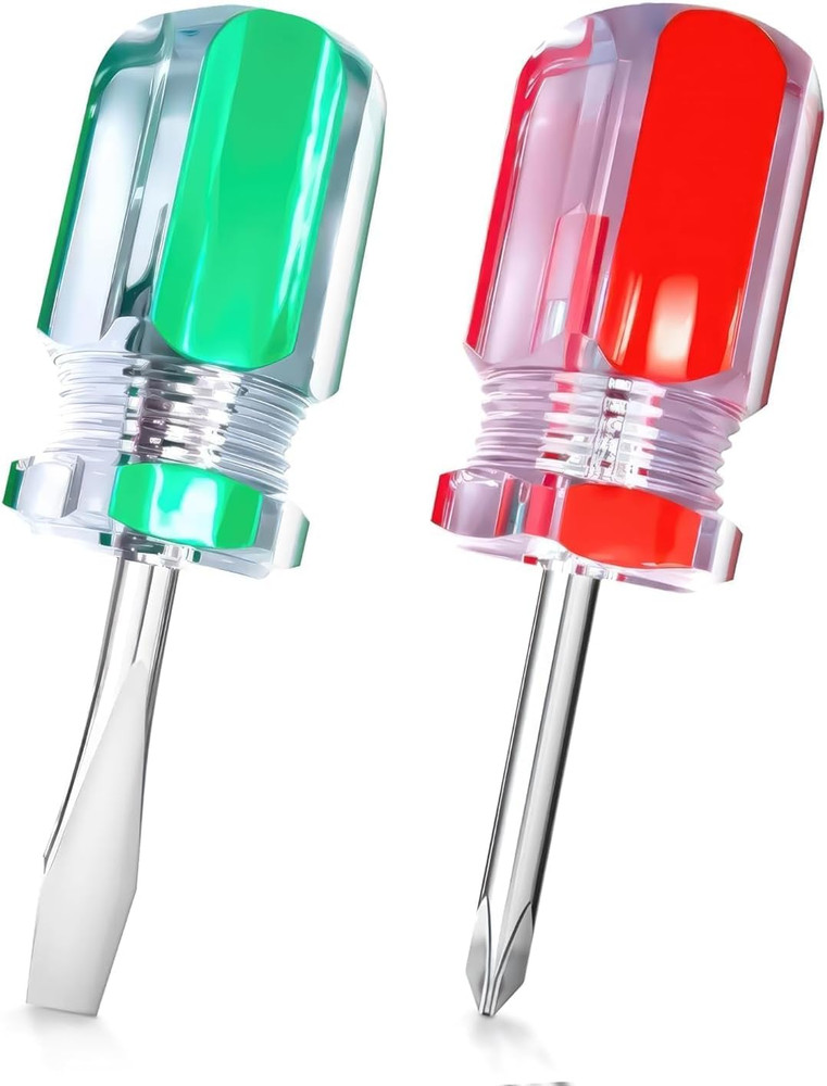 2Pcs Flat & Cross Head Screwdrivers – Mini Screwdriver Set – Pocket Slotted and