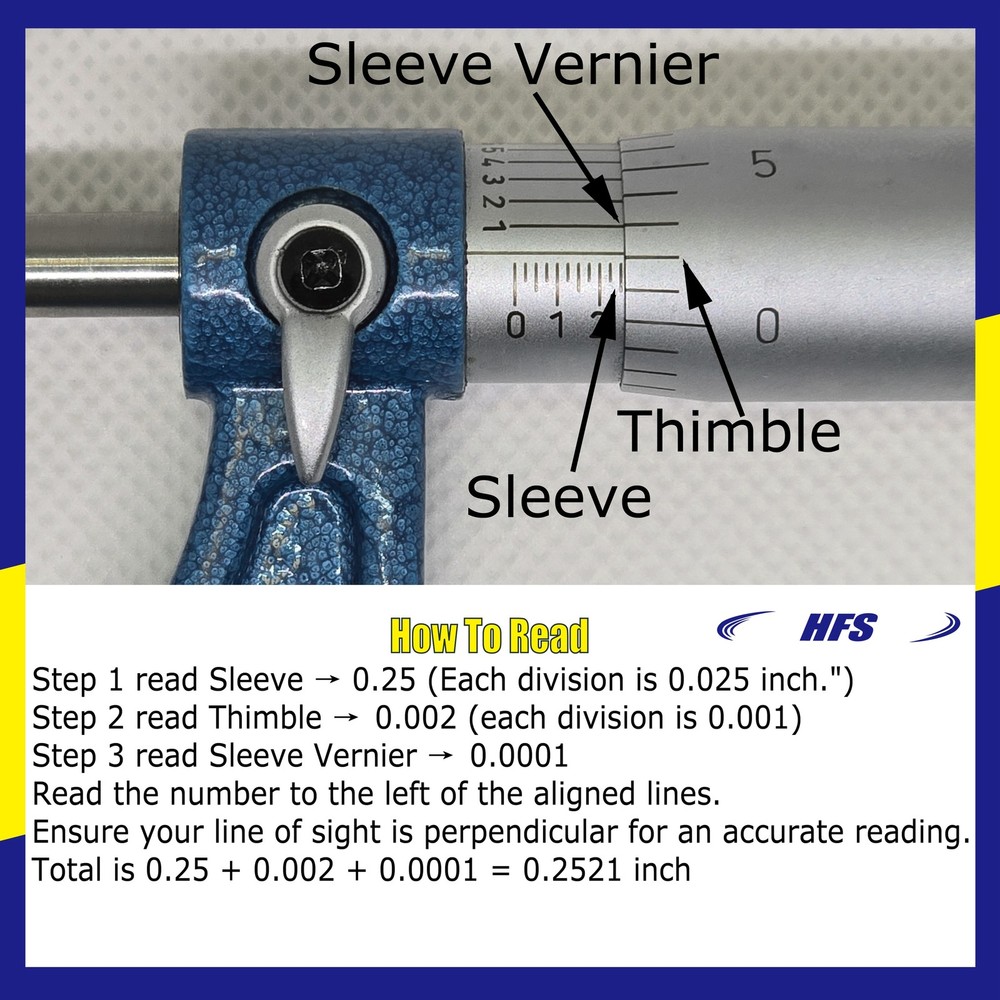 HFS(R) 0-1" x 0.0001" Solid Metal Frame Outside Micrometer (Plastic Case)
