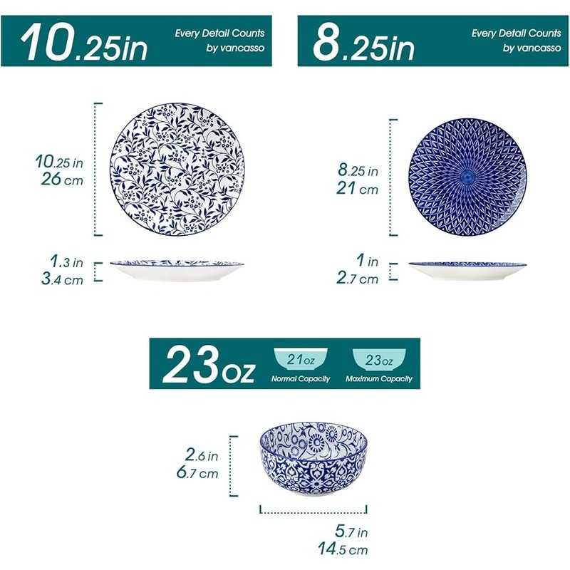 Elegant Porcelain Dinnerware Set Floral Design Durable Stackable Dishwasher Safe
