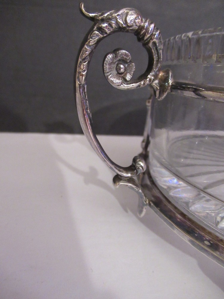 Antique Walker & Hall Silver Glass Compote Dish Bowl