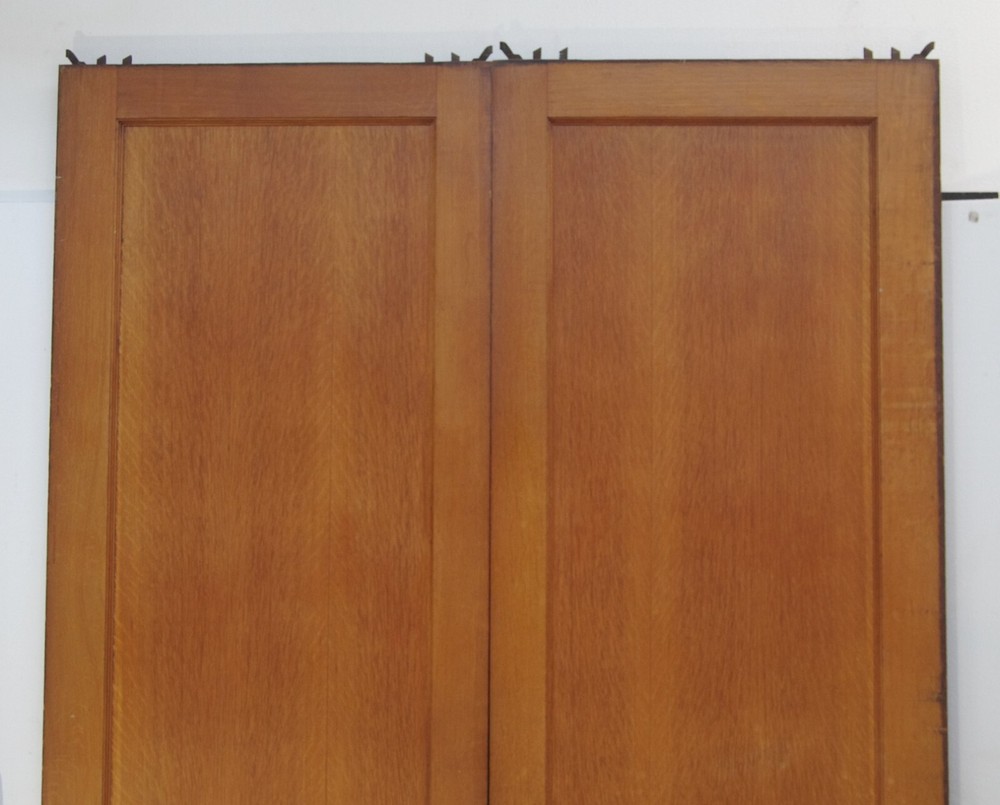 Antique 1 Panel Oak Veneer Pocket Double Doors 107 x 72