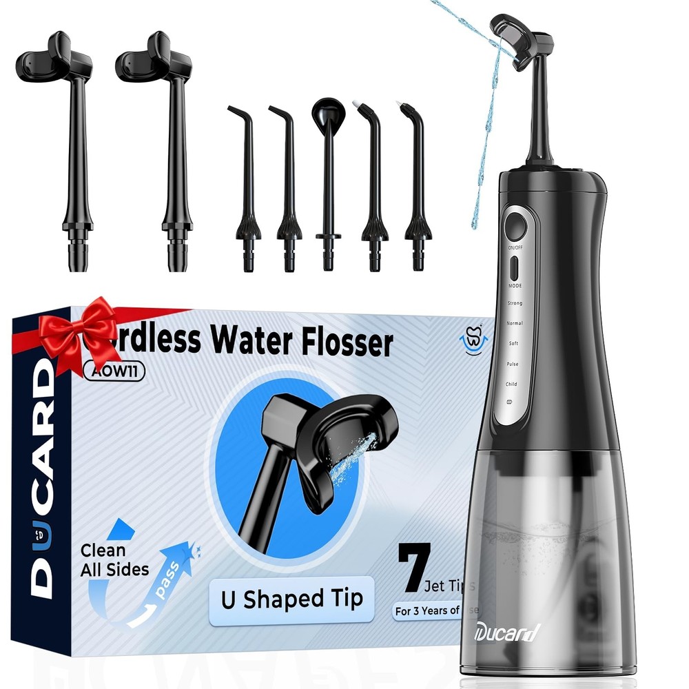 Cordless Water Flosser for Teeth, U-Shaped Flossing 360° Deep Clean, 5 Mode