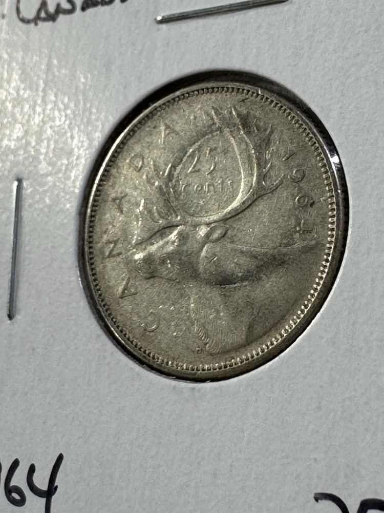 1964 Canada 25 Cents Silver Coin
