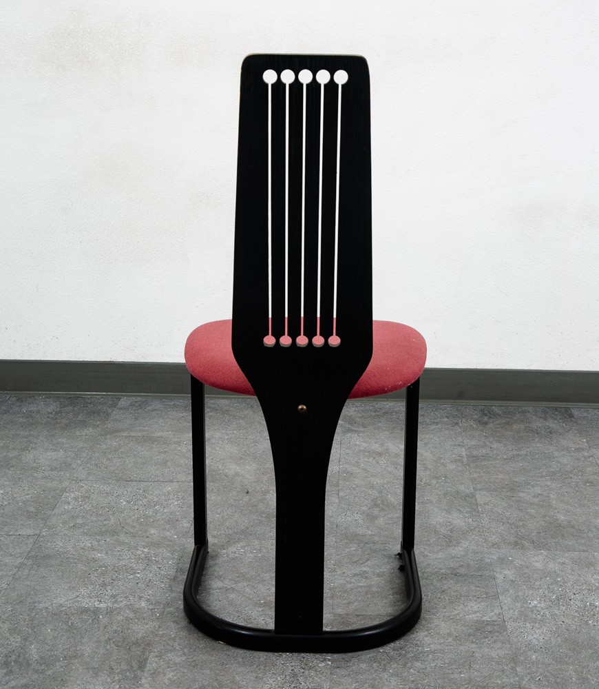 Mid Century Danish Modern Dining Chairs 2 Post Modern Black Memphis Ebonized Pr