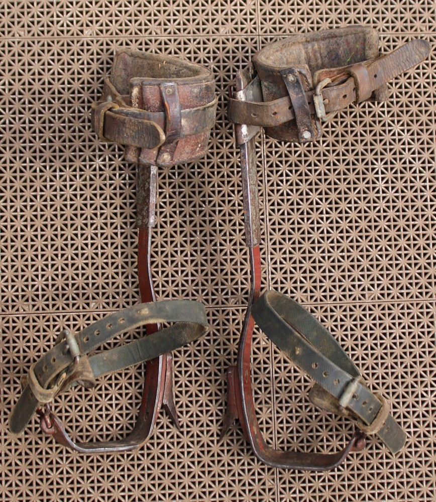 VINTAGE LINEMAN'S BASHLIN TREE POLE CLIMBING GAFFS SPIKES-BD 16B