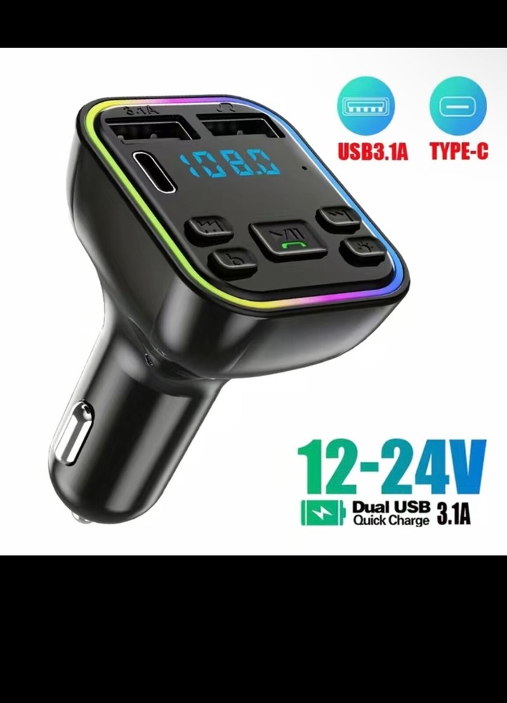 Wireless Car Mp3 Player Wireless FM Transmitter Type C USB C Fast Charging