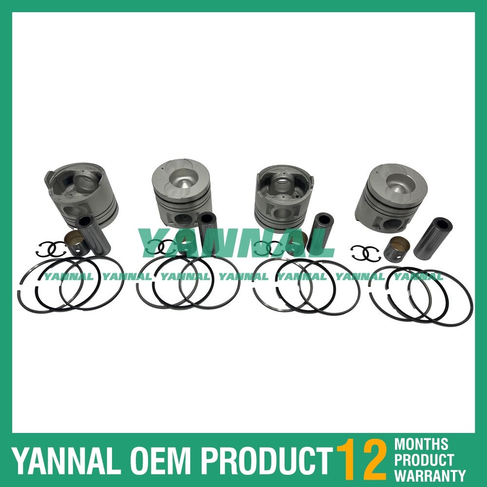 4x BD30 Piston Kit With Piston Ring STD For Nissan diesel engine parts