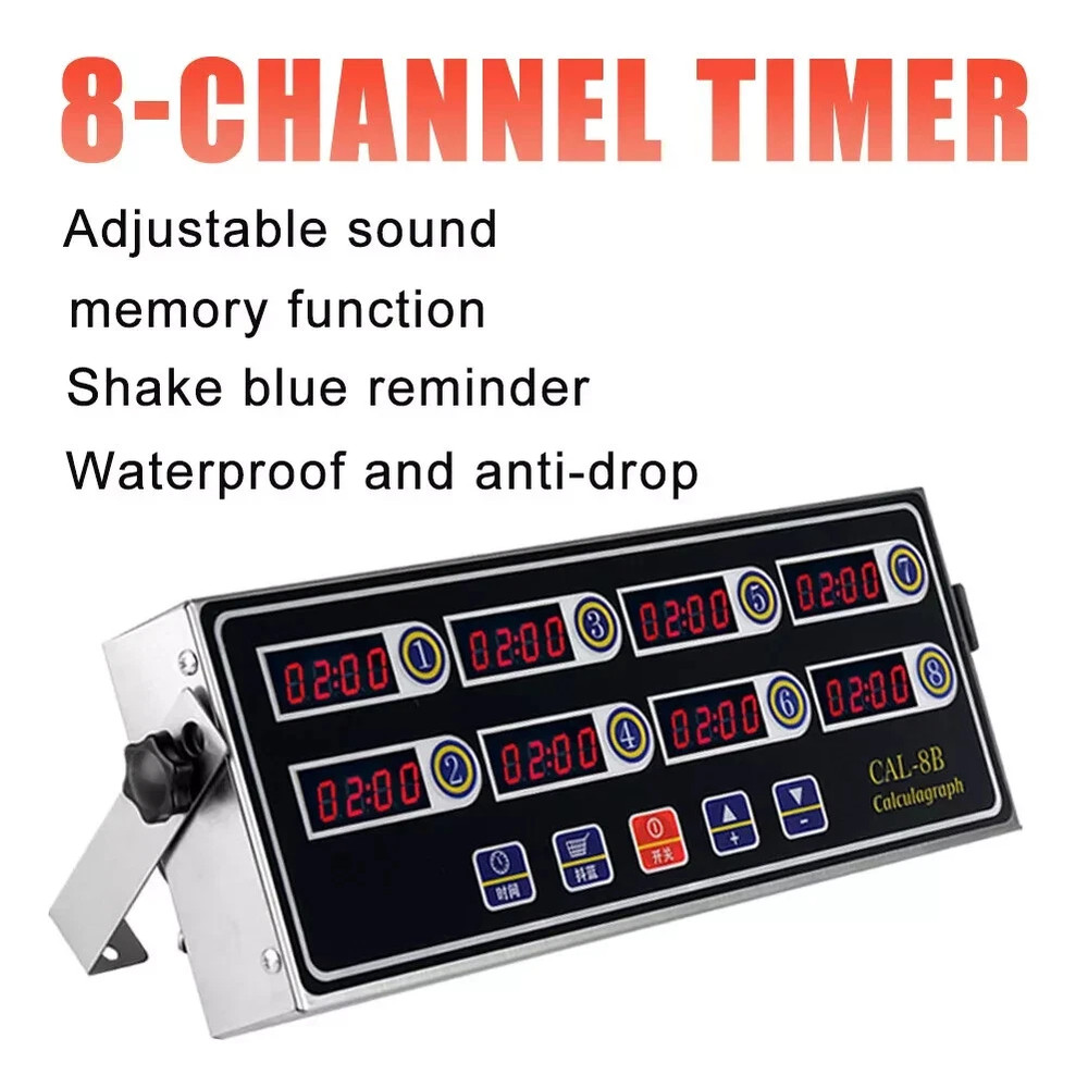 Timer Clock Commercial Kitchen Timer 8 Channel Digital Timer Loud Alarm Cooking