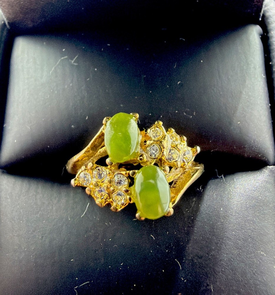 Vintage 16kt GP Jade Ring