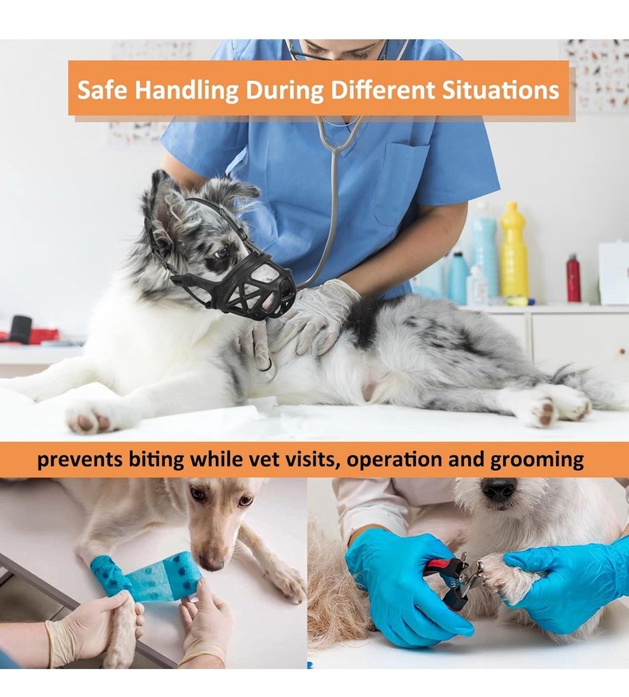 BARKLESS Dog Muzzle, Basket Muzzle Anti Biting Chewing Scavenging Training - L