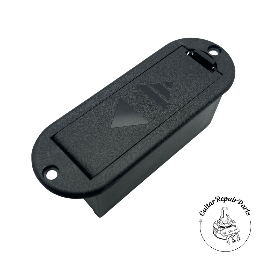9-Volt Battery Compartment, Round Edges, Top Mount - Black