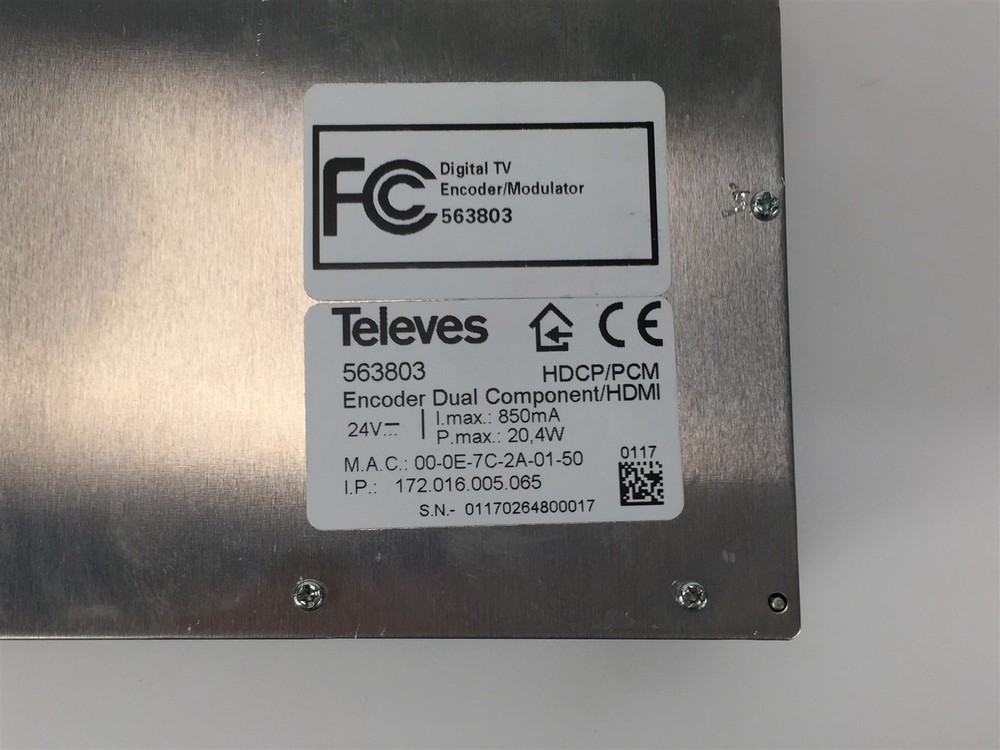 Televes HDTV Encoder/Modulator - Dual HDMI Component to QAM 563803