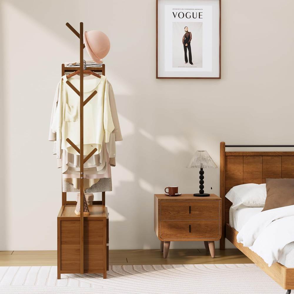 Upgraded Hanging Rack with Drawers, 39.37" Solid Clothes Rack & Shelves